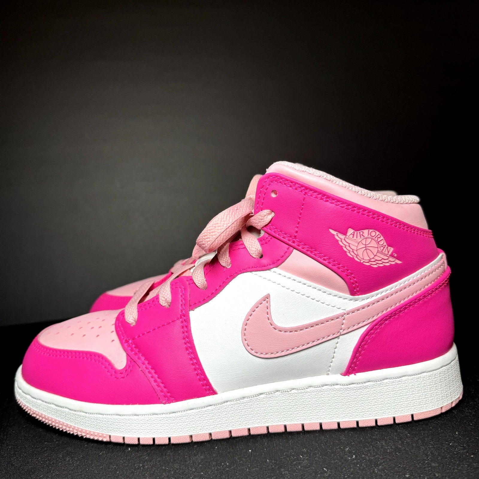 Air Jordan 1 Mid GS Fierce Pink Kids Shoes - Size 6