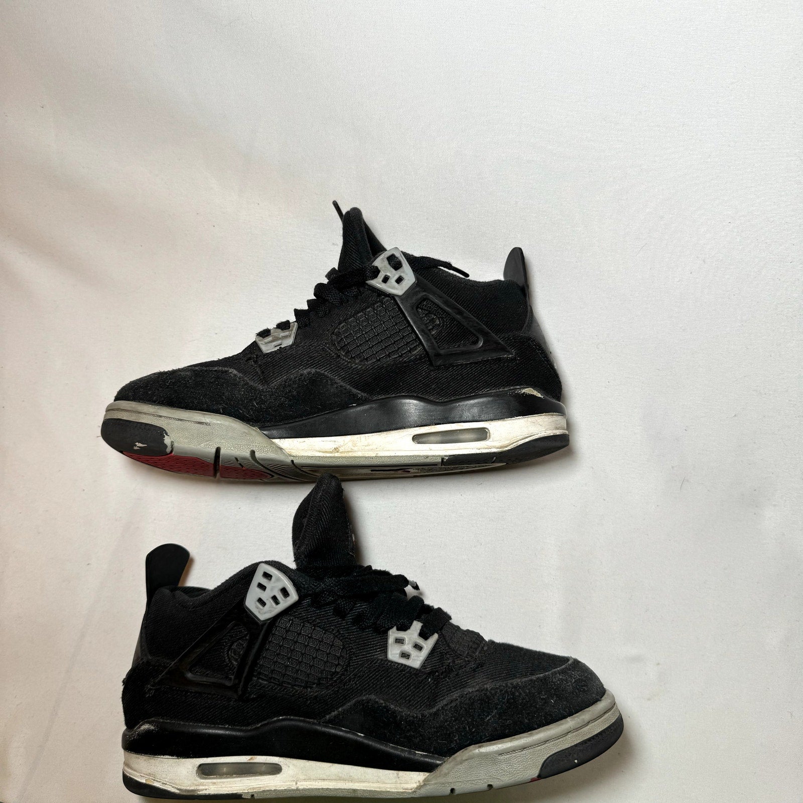 Air Jordan 4 Retro SE GS Black Canvas Kids Shoes - Size 5.5