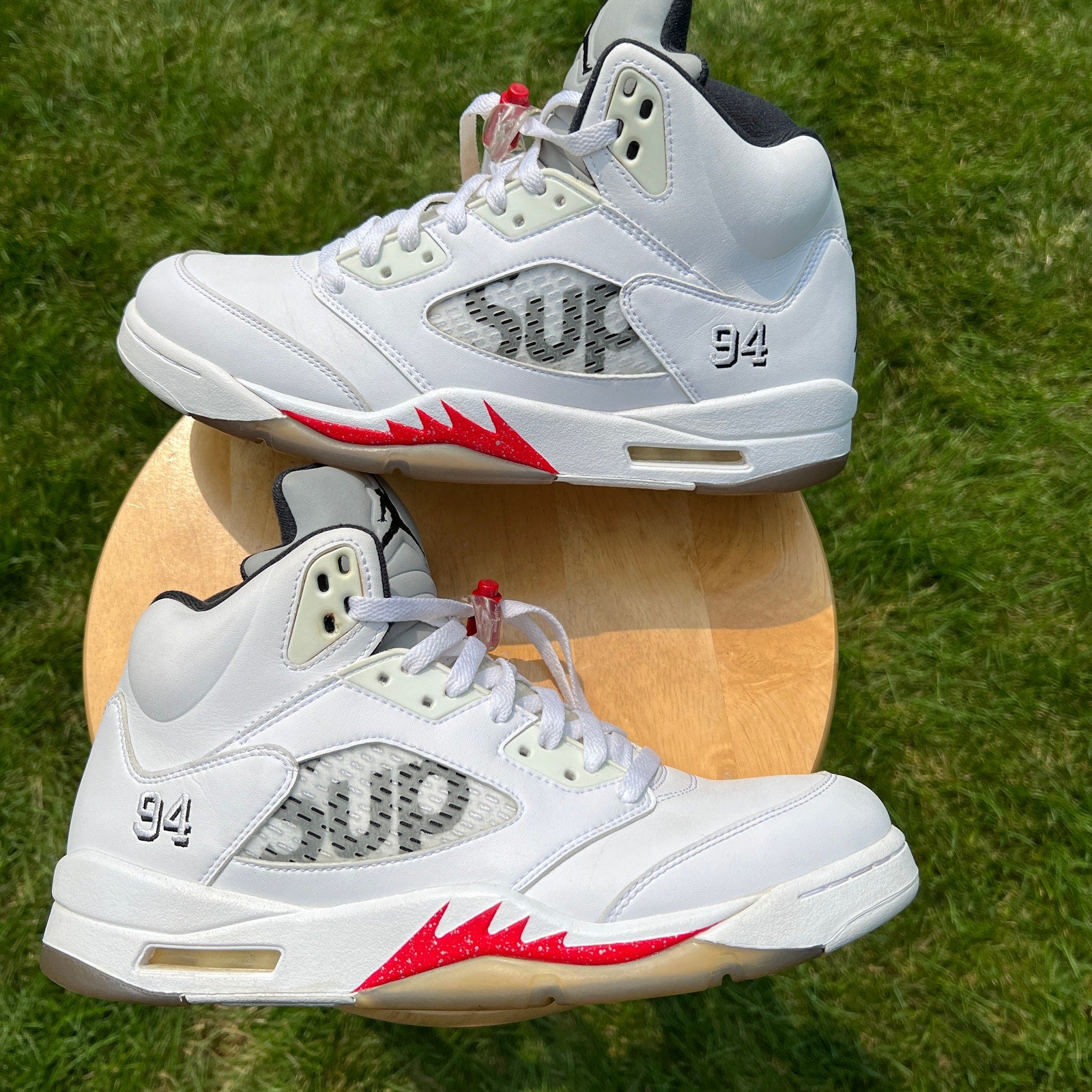 Supreme x Air Jordan 5 Retro White Men's Shoes - Size 10.5