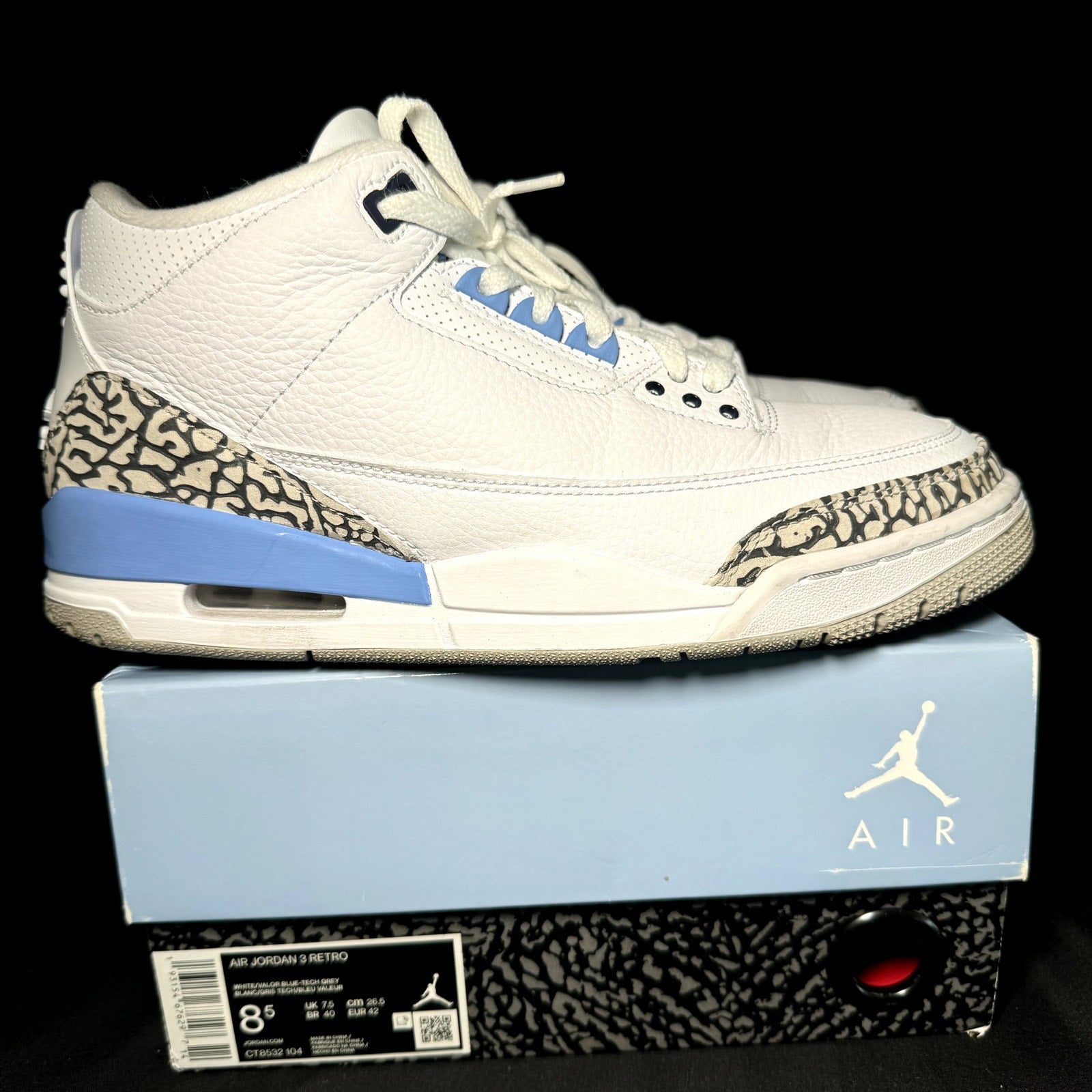 Air Jordan 3 Retro UNC Men's Shoes - Size 8.5