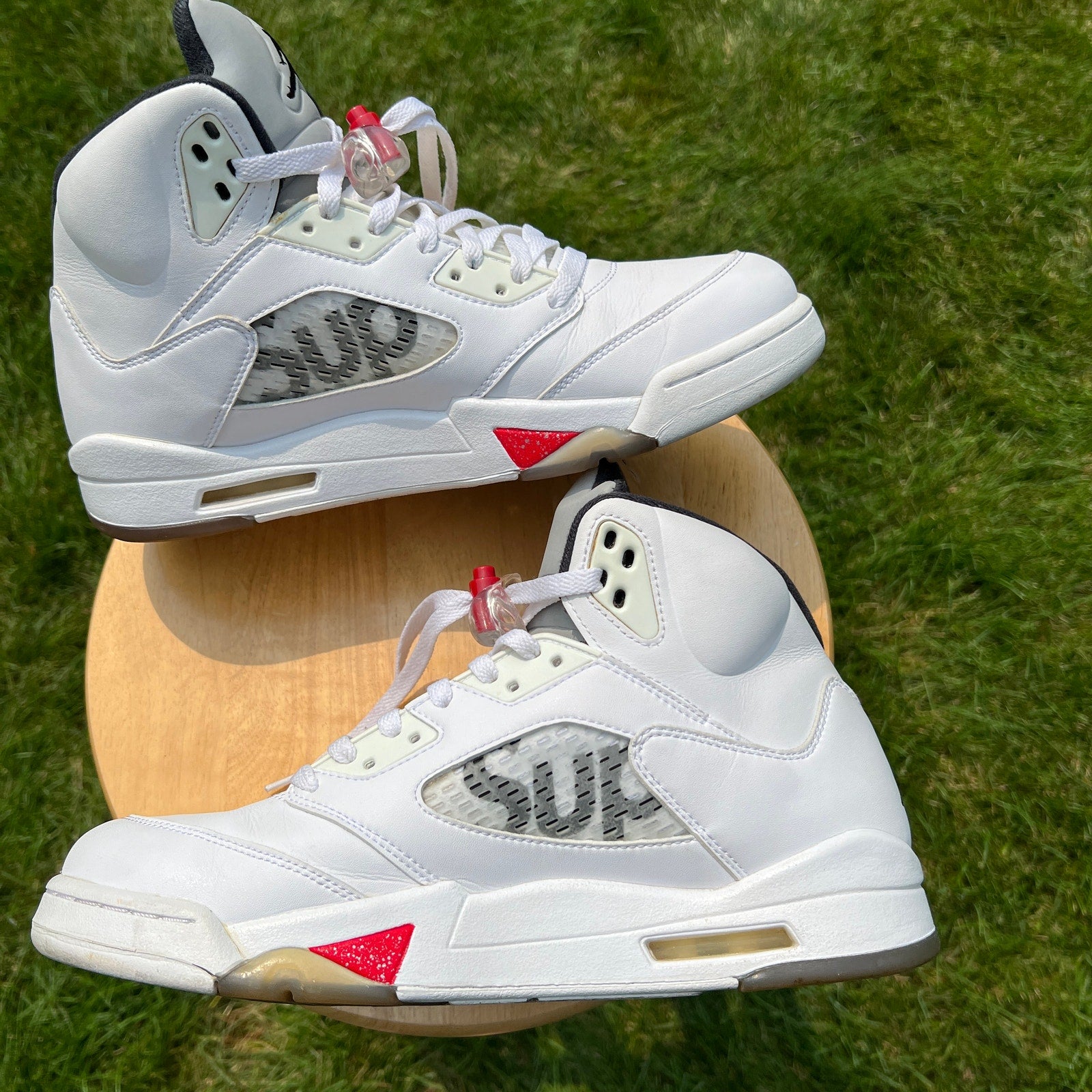 Supreme x Air Jordan 5 Retro White Men's Shoes - Size 10.5