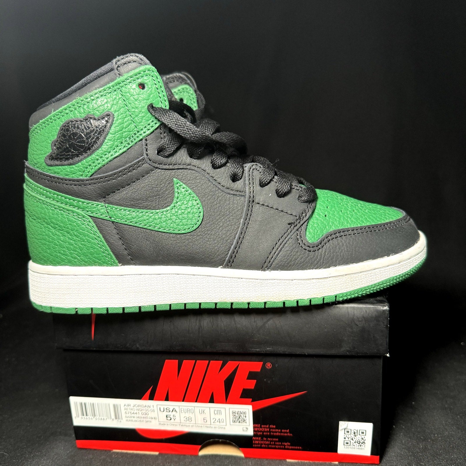 Air Jordan 1 Retro High OG GS Pine Green 2.0 2020 Kids Shoes - Size 5.5