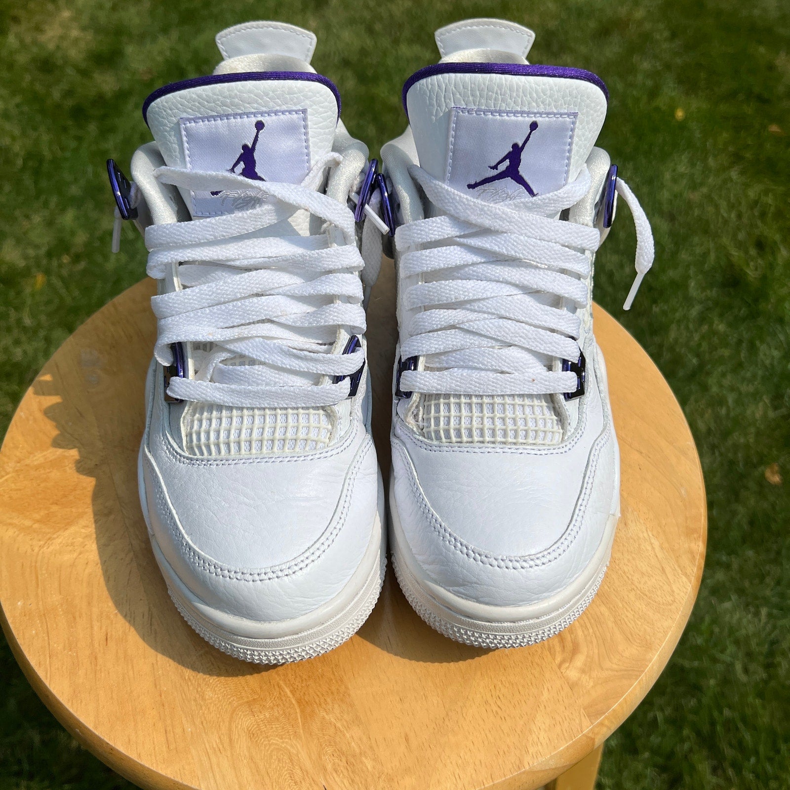 Air Jordan 4 Retro GS Purple Metallic Kids Shoes - Size 6.5