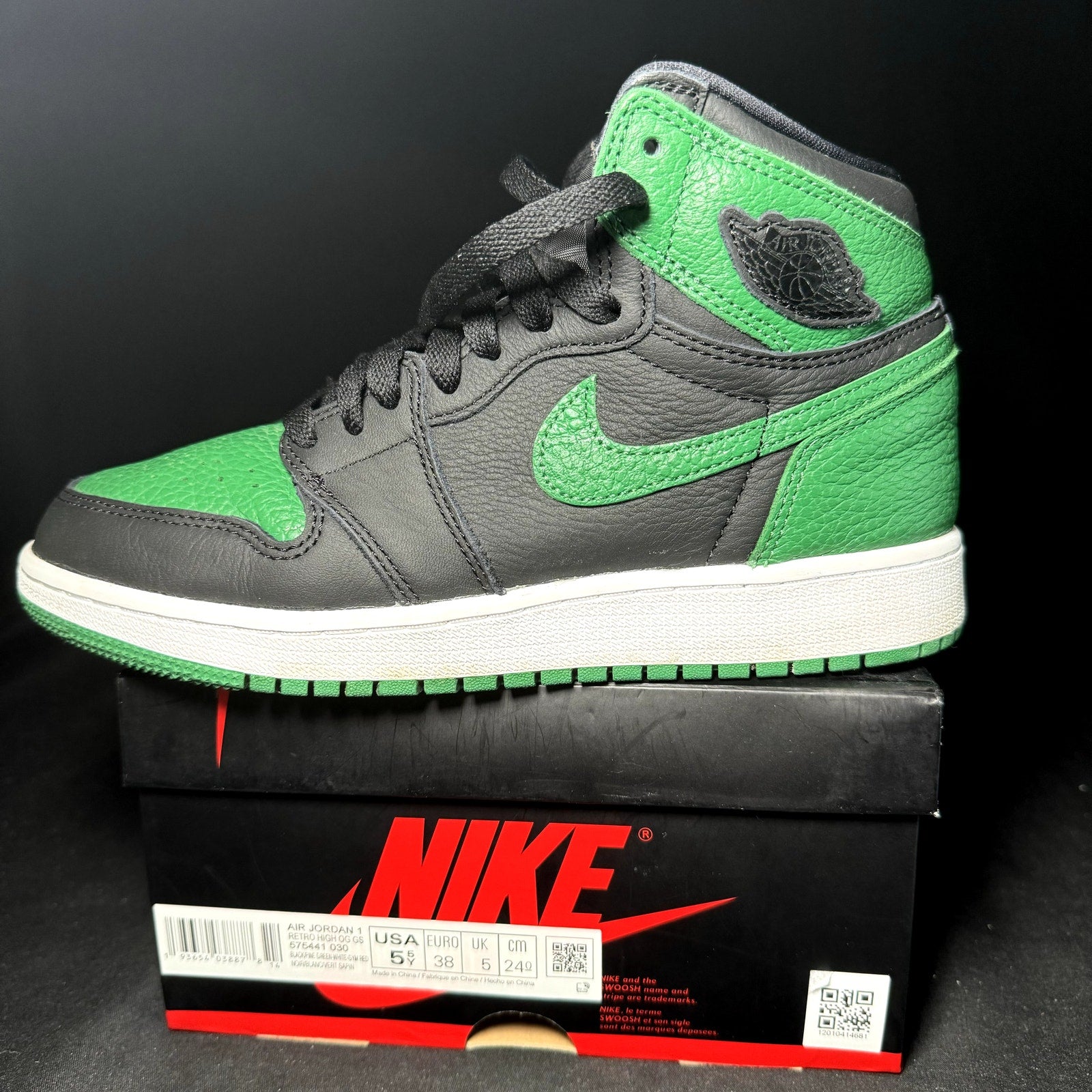 Air Jordan 1 Retro High OG GS Pine Green 2.0 2020 Kids Shoes - Size 5.5