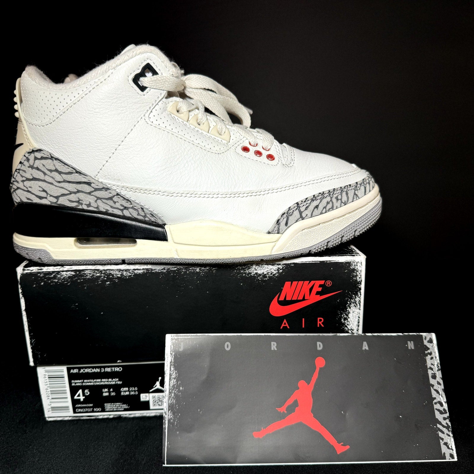 Air Jordan 3 Retro White Cement Reimagined Kids Shoes - Size 4.5