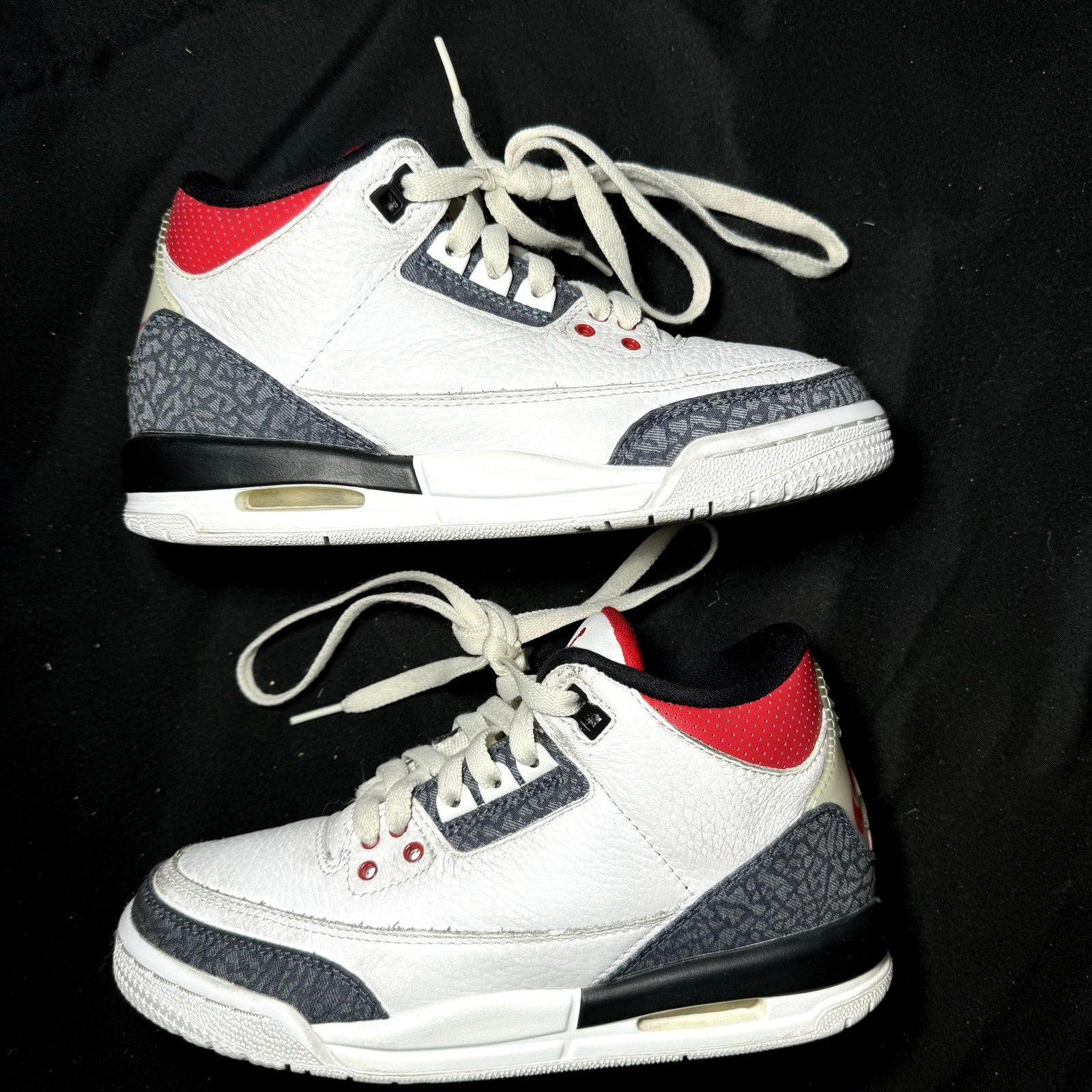 Air Jordan 3 Retro Denim SE GS Fire Red Kids Shoes - Size 4