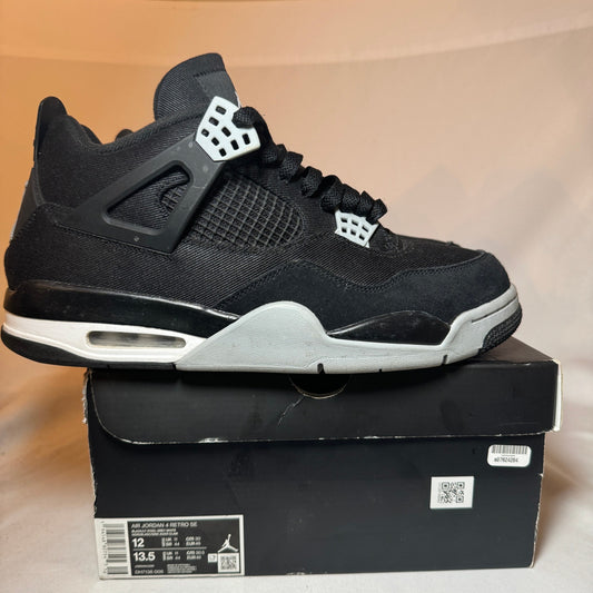 Air Jordan 4 Retro SE Black Canvas Men's Shoes - Size 12