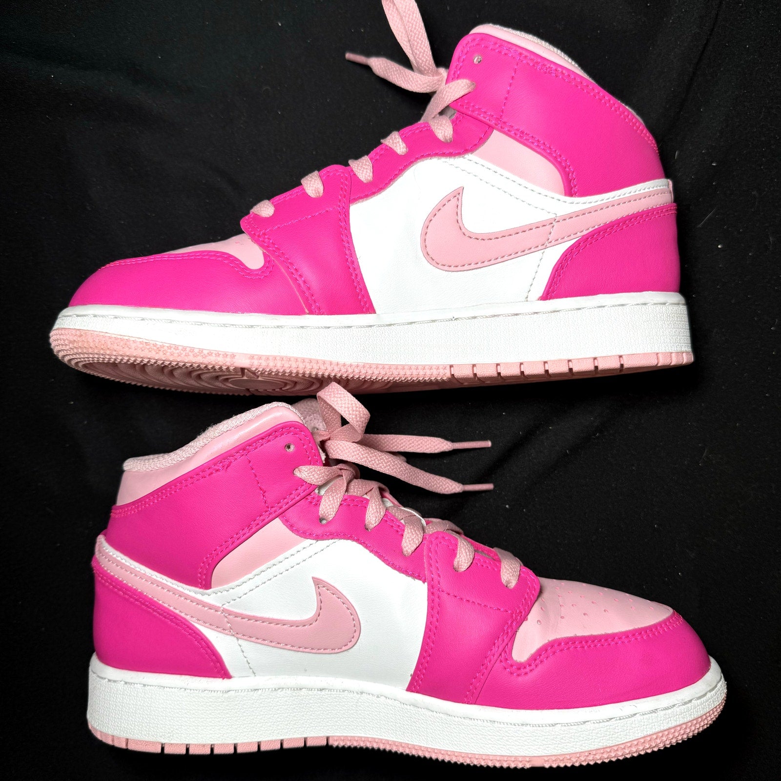 Air Jordan 1 Mid GS Fierce Pink Kids Shoes - Size 6