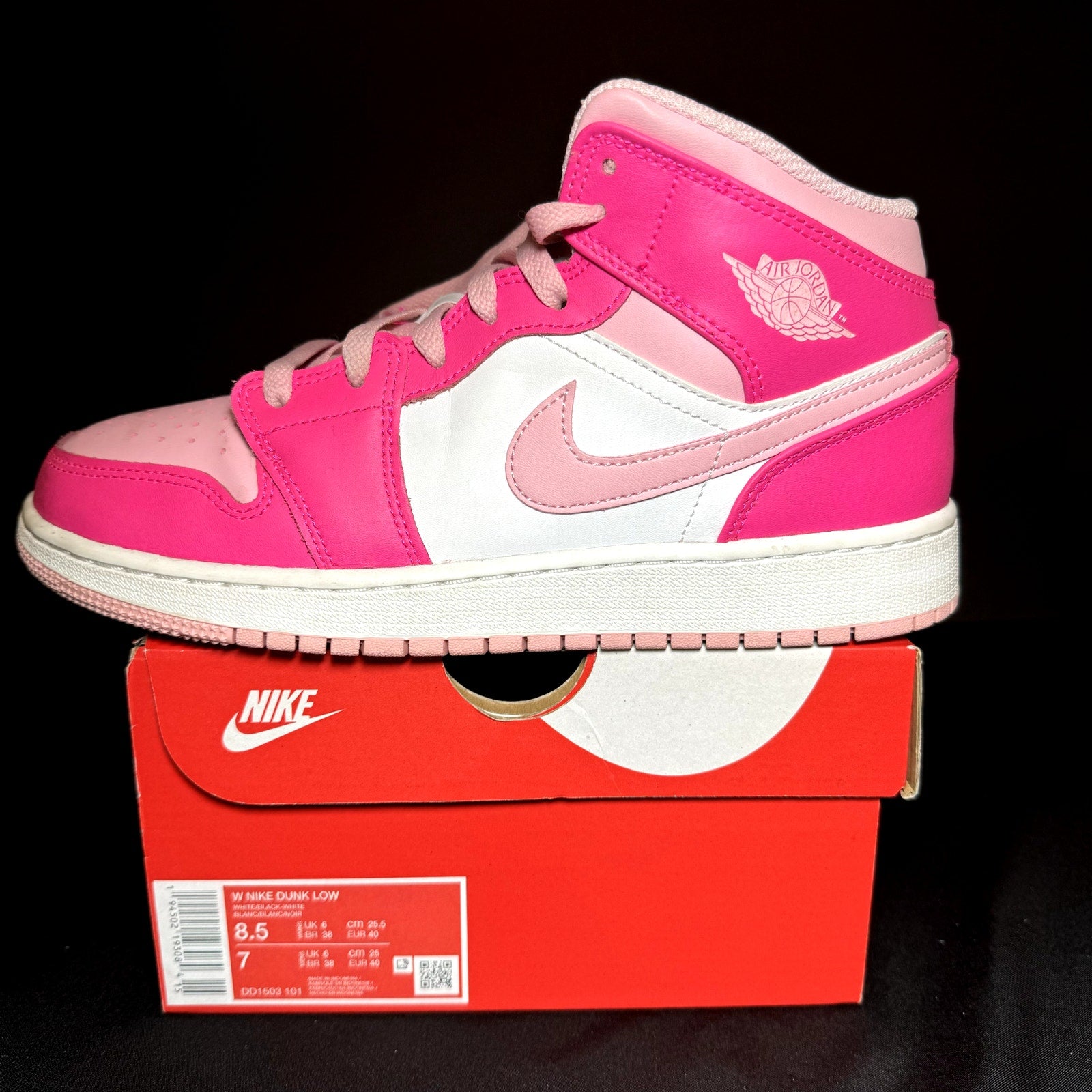 Air Jordan 1 Mid GS Fierce Pink Men's Shoes - Size 7