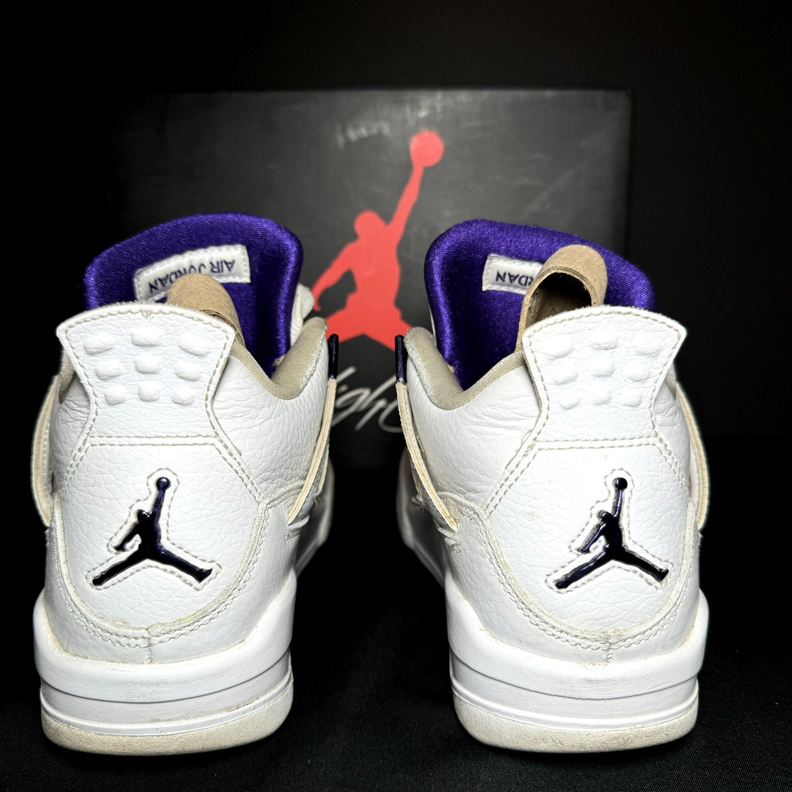 Air Jordan 4 Retro GS Purple Metallic Kids Shoes - Size 4.5