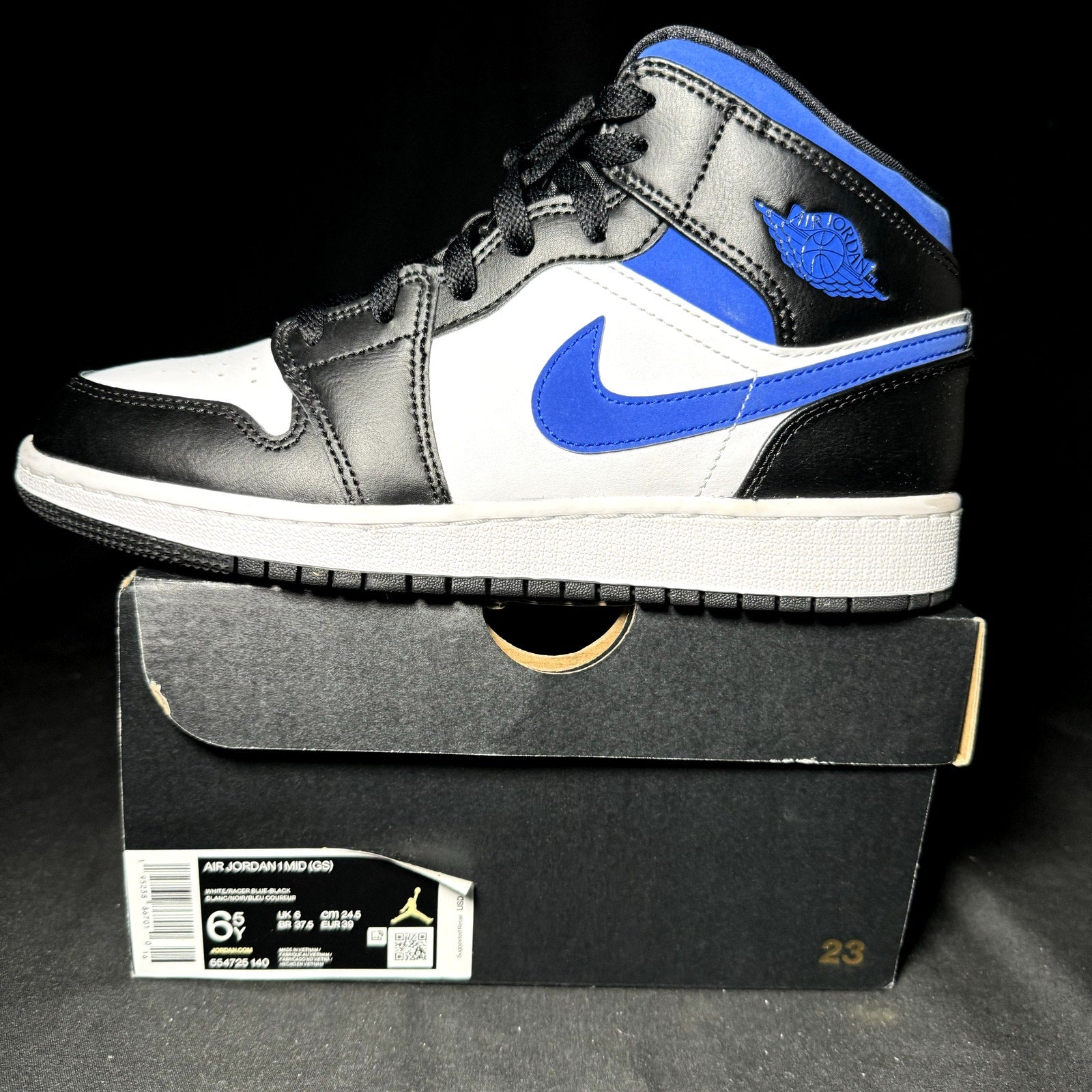 Air Jordan 1 Mid GS Racer Blue 2021 Kids Shoes - Size 6.5