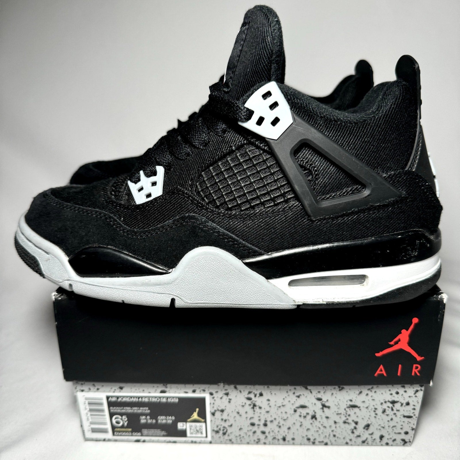 Air Jordan 4 Retro SE GS Black Canvas 2022 Kids Shoes - Size 6.5