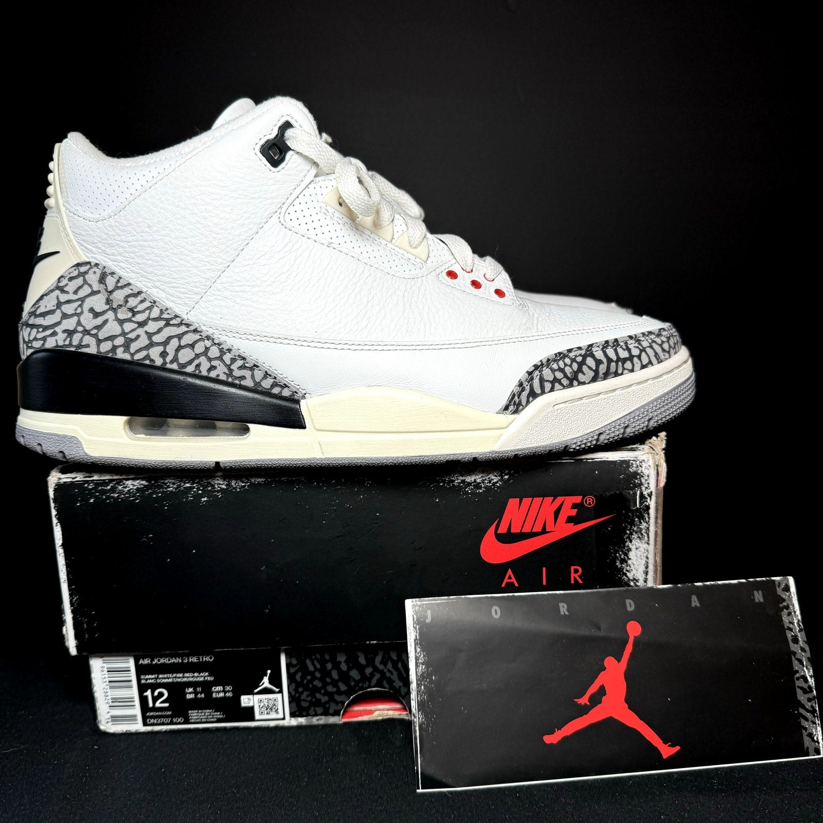 Air Jordan 3 Retro White Cement Reimagined Men's Shoes - Size 12