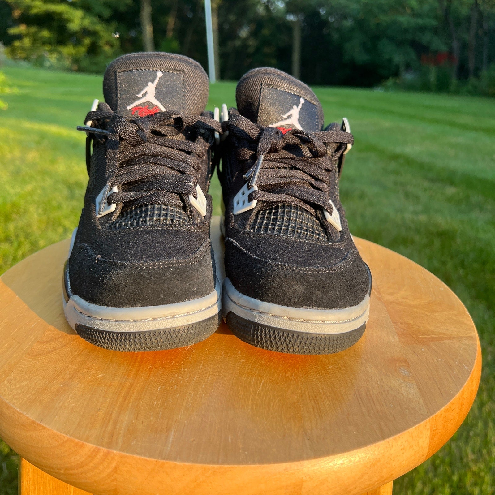 Air Jordan 4 Retro SE GS Black Canvas Kids Shoes - Size 4.5