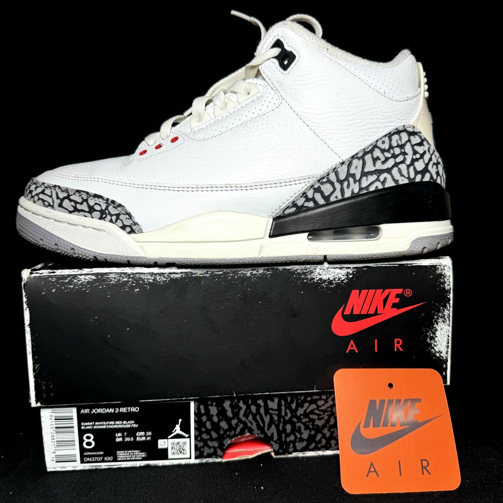 Air Jordan 3 Retro White Cement Reimagined Men's Shoes - Size 8