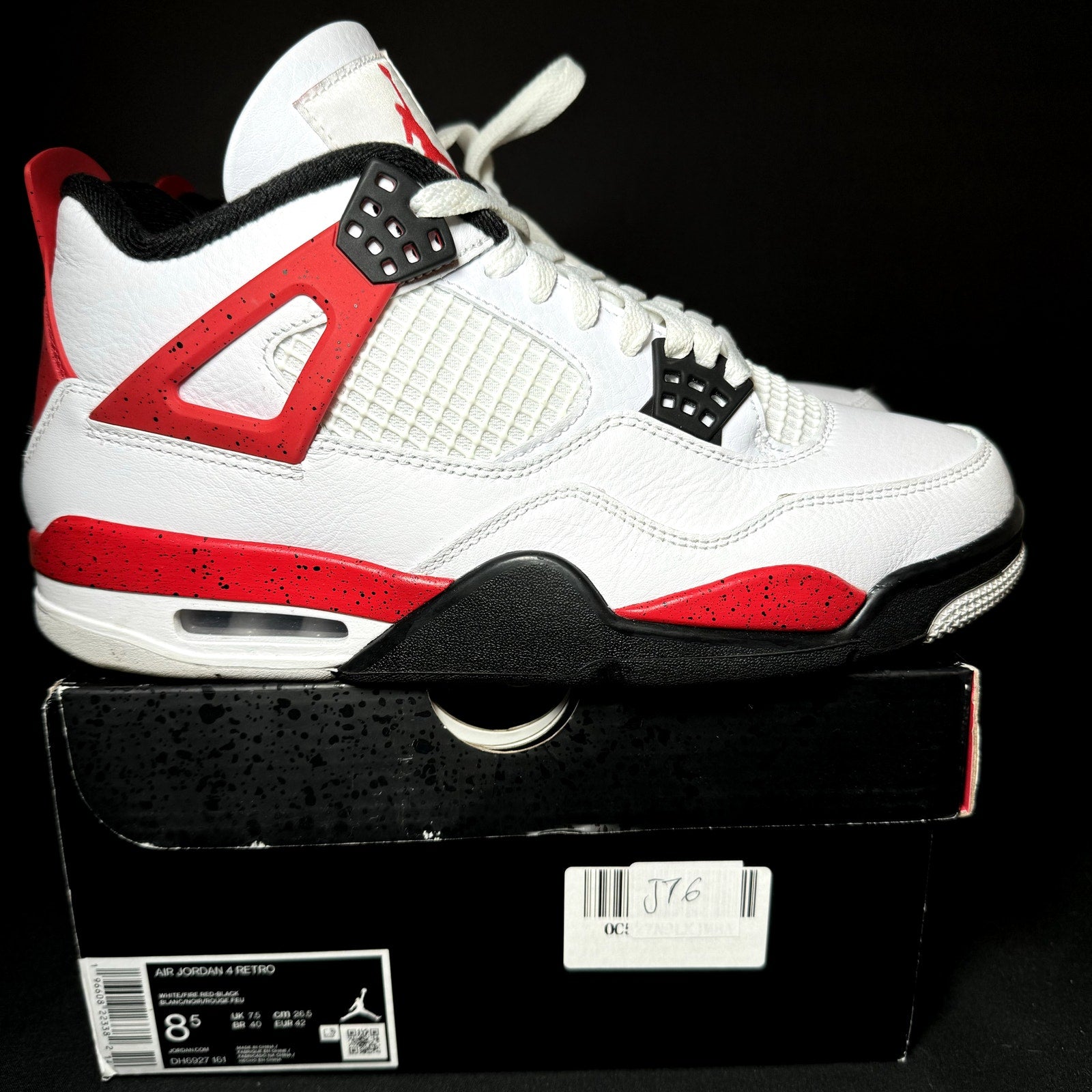 Air Jordan 4 Retro Red Cement Men's Shoes - Size 8.5