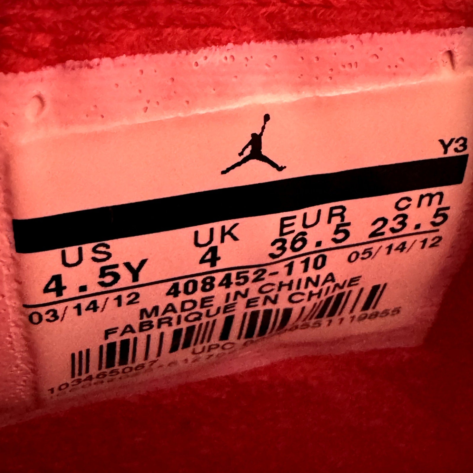 Air Jordan 4 Retro GS Fire Red 2012 Kids Shoes - Size 4.5