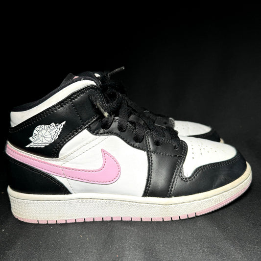 Air Jordan 1 Mid GS White Light Arctic Pink Kids Shoes - Size 4