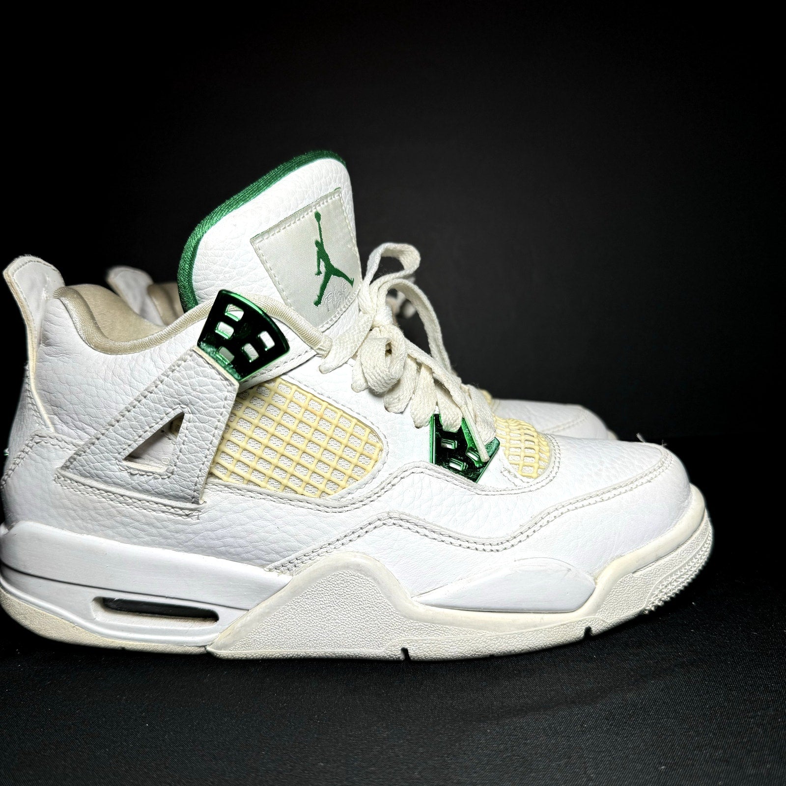 Air Jordan 4 Retro GS Green Metallic Kids Shoes - Size 5.5