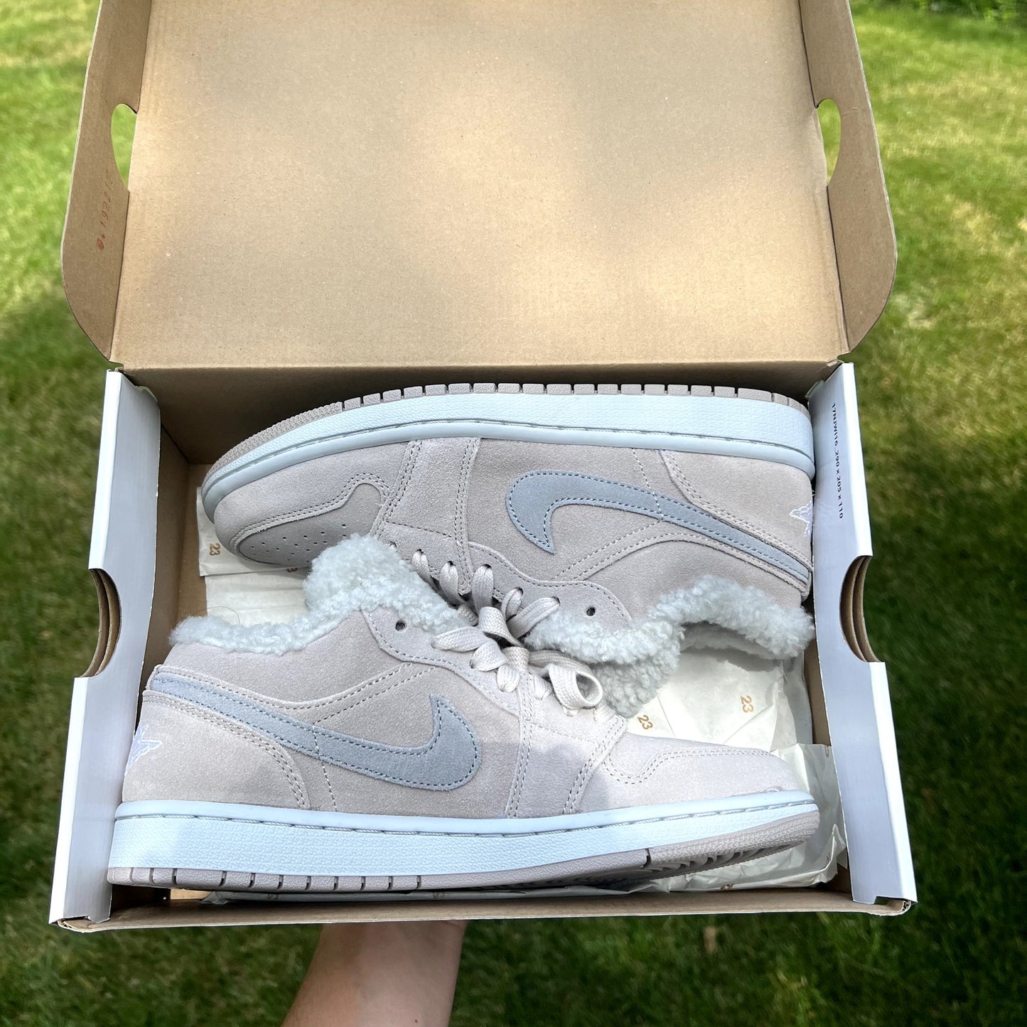 Wmns Air Jordan 1 Low SE Sherpa Fleece Women's Shoes - Size 8.5