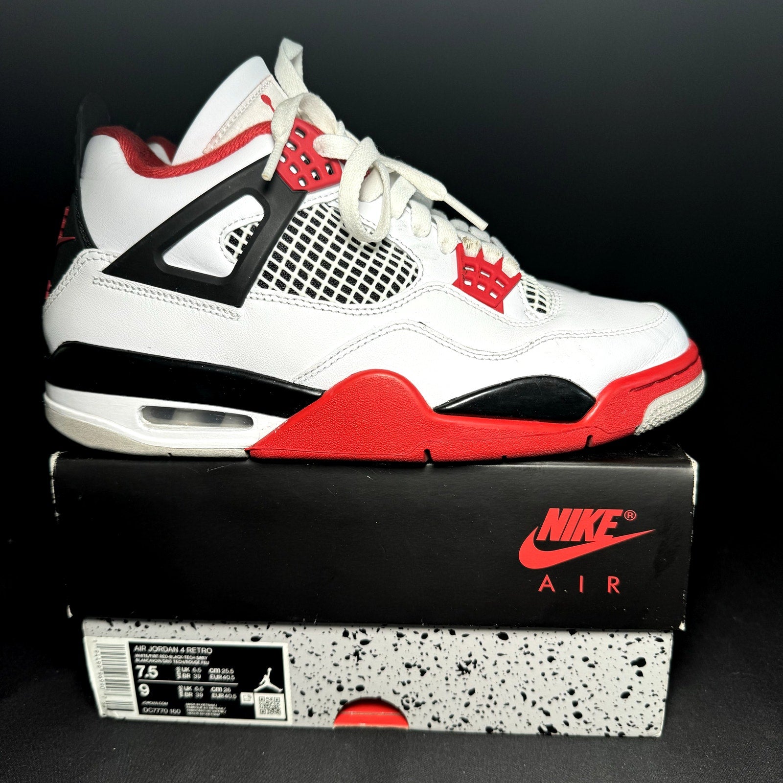 Air Jordan 4 Retro OG Fire Red 2020 Men's Shoes  - Size 7.5