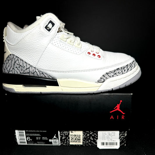 Air Jordan 3 Retro GS White Cement Reimagined Kids Shoes - Size 6