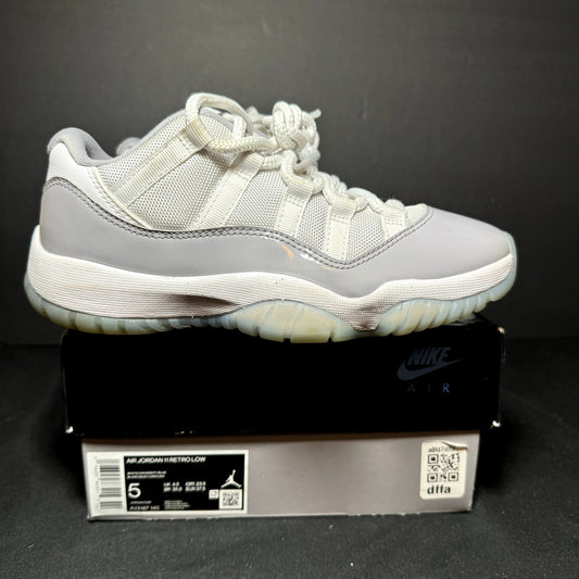 Air Jordan 11 Retro Low Cement Grey Kids Shoes - Size 5