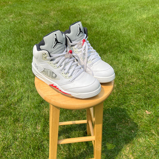 Supreme x Air Jordan 5 Retro White Men's Shoes - Size 10.5