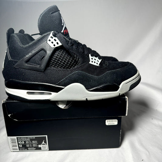 Air Jordan 4 Retro SE Black Canvas Men's Shoes - Size 10.5