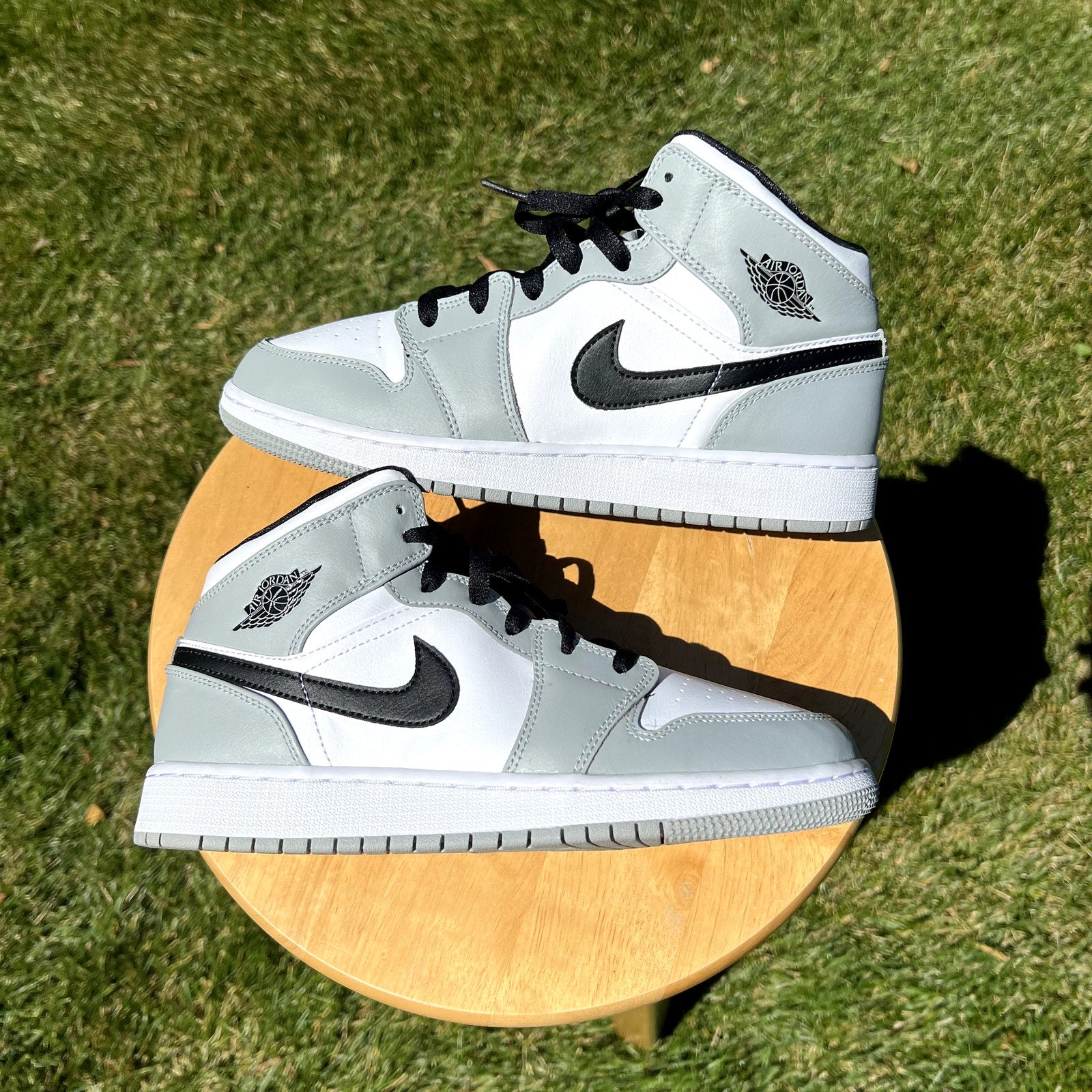 Air Jordan 1 Mid GS Light Smoke Grey Kids Shoes - Size 7