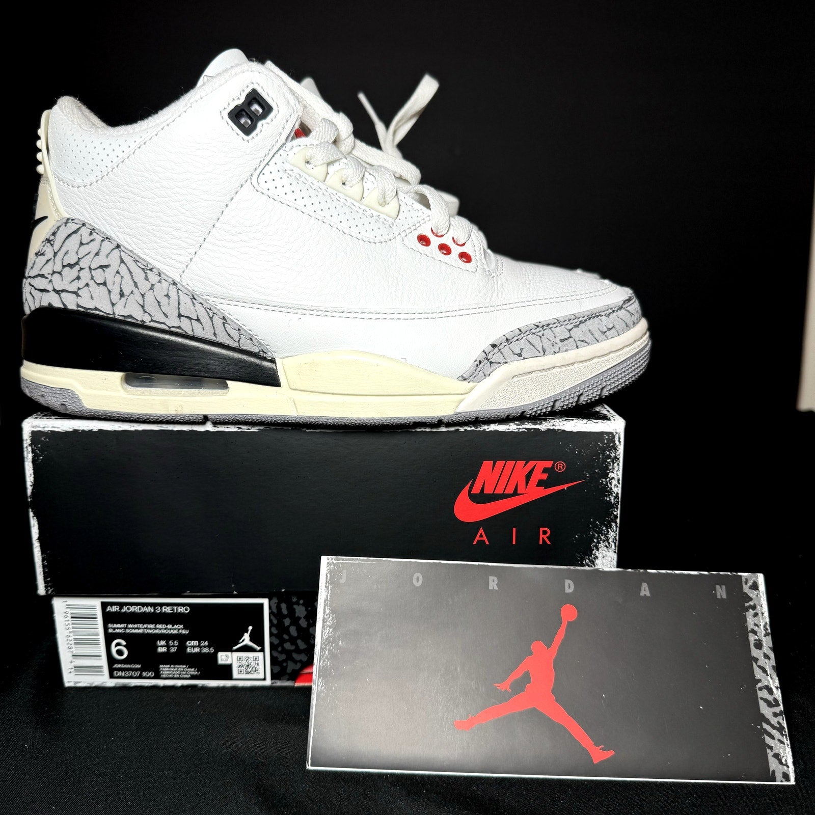 Air Jordan 3 Retro White Cement Reimagined Kids Shoes - Size 6