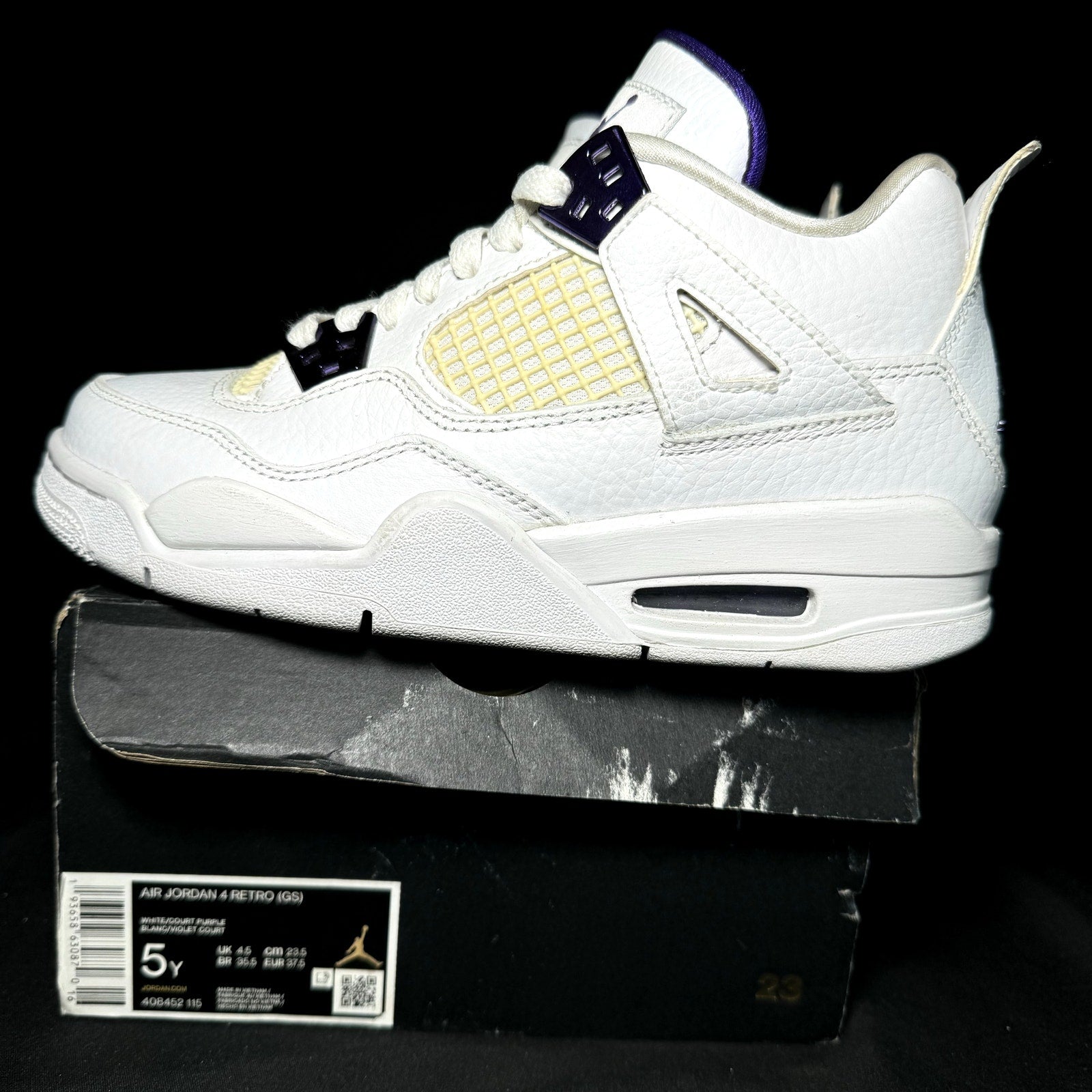 Air Jordan 4 Retro GS Purple Metallic 2020 Kids Shoes - Size 5