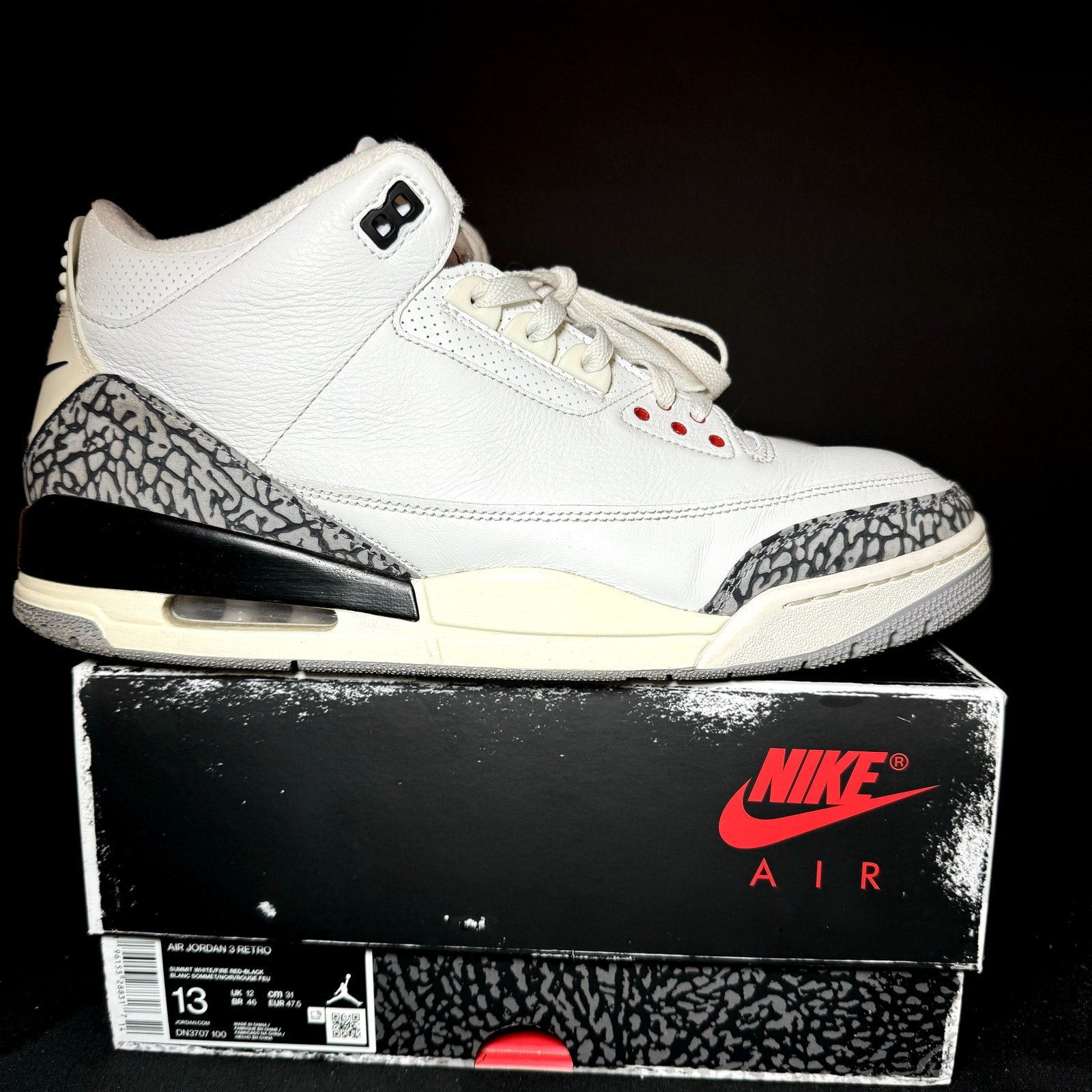 Air Jordan 3 Retro White Cement Reimagined Men's Shoes - Size 13