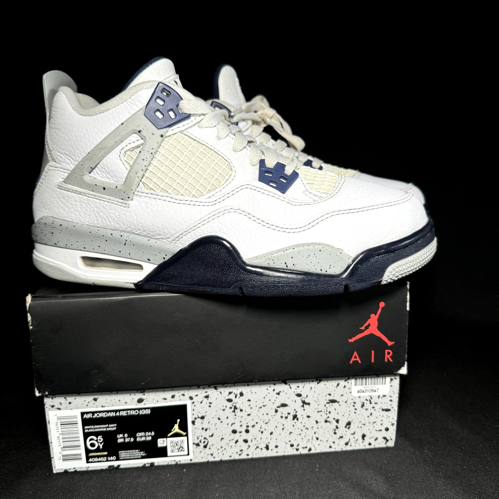 Air Jordan 4 Retro GS Midnight Navy 2022 Kids Shoes  - Size 6.5