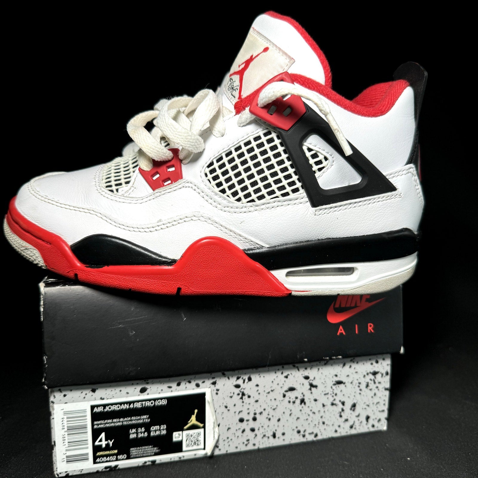 Air Jordan 4 Retro OG GS Fire Red 2020 Kids Shoes - Size 4