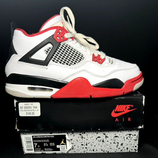 Nike Air Jordan 4 Retro OG GS Fire Red 2020 Kids Shoes - Size 7