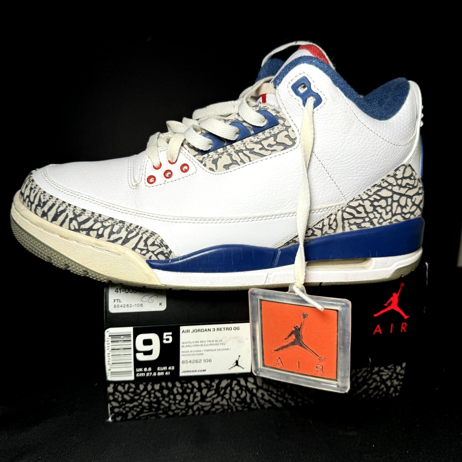 Air Jordan 3 Retro OG True Blue 2016 Men's Shoes - Size 9.5