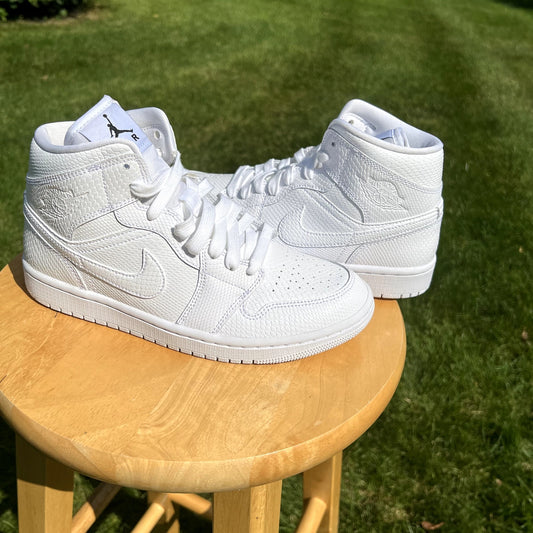 Wmns Air Jordan 1 Mid White Snakeskin Women's Shoes - Size 8