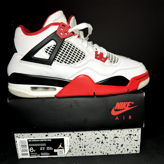 Air Jordan 4 Retro OG GS Fire Red 2020 Kids Shoes - Size 6