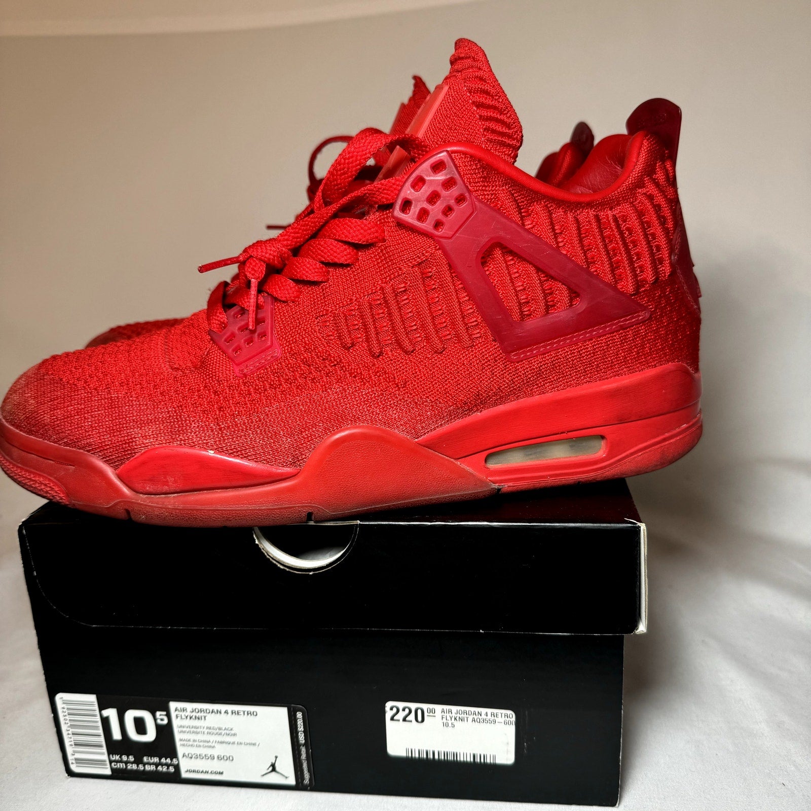 Air Jordan 4 Retro Flyknit University Red Men's Shoes - Size 10.5