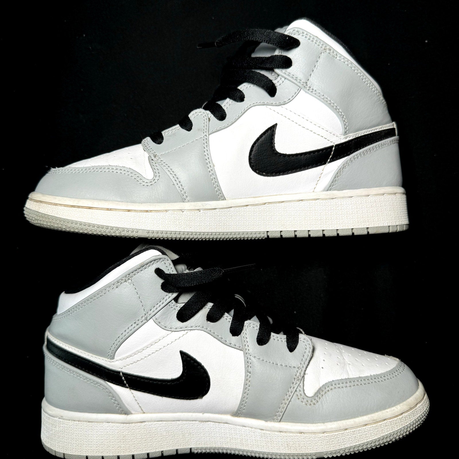 Air Jordan 1 Mid GS Light Smoke Grey Kids Shoes - Size 5.5