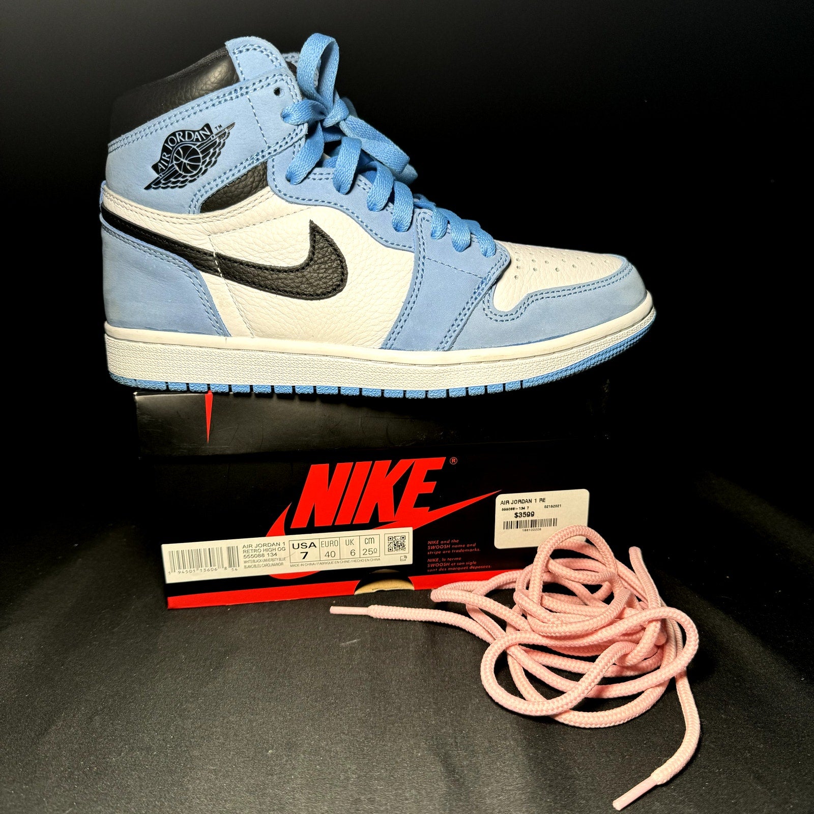 Air Jordan 1 Retro High OG University Blue Men's Shoes - Size 7