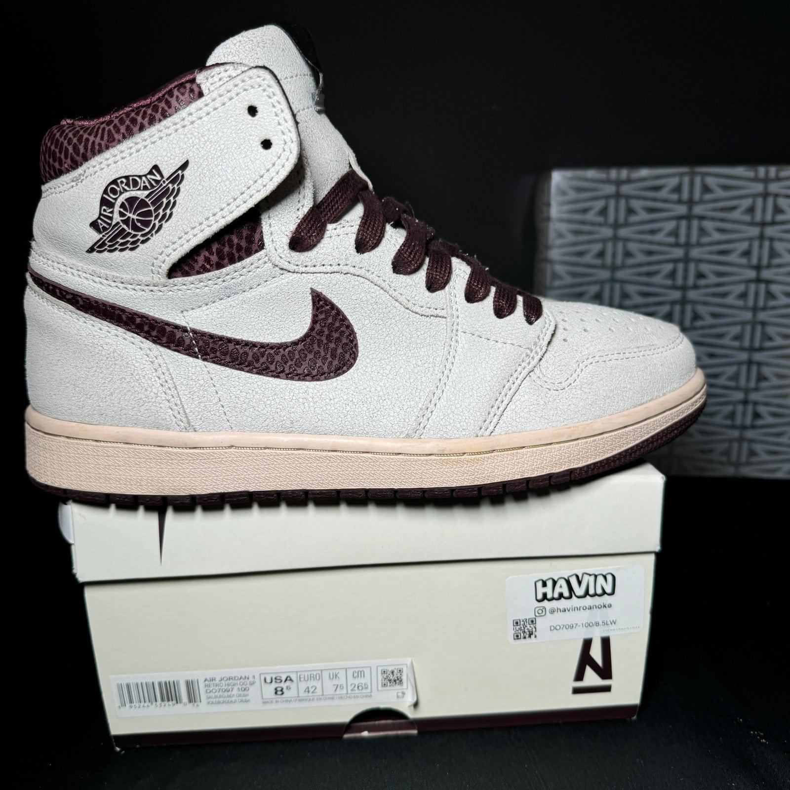 A Ma Maniére x Air Jordan 1 High OG Airness Men's Shoes - Size 8.5