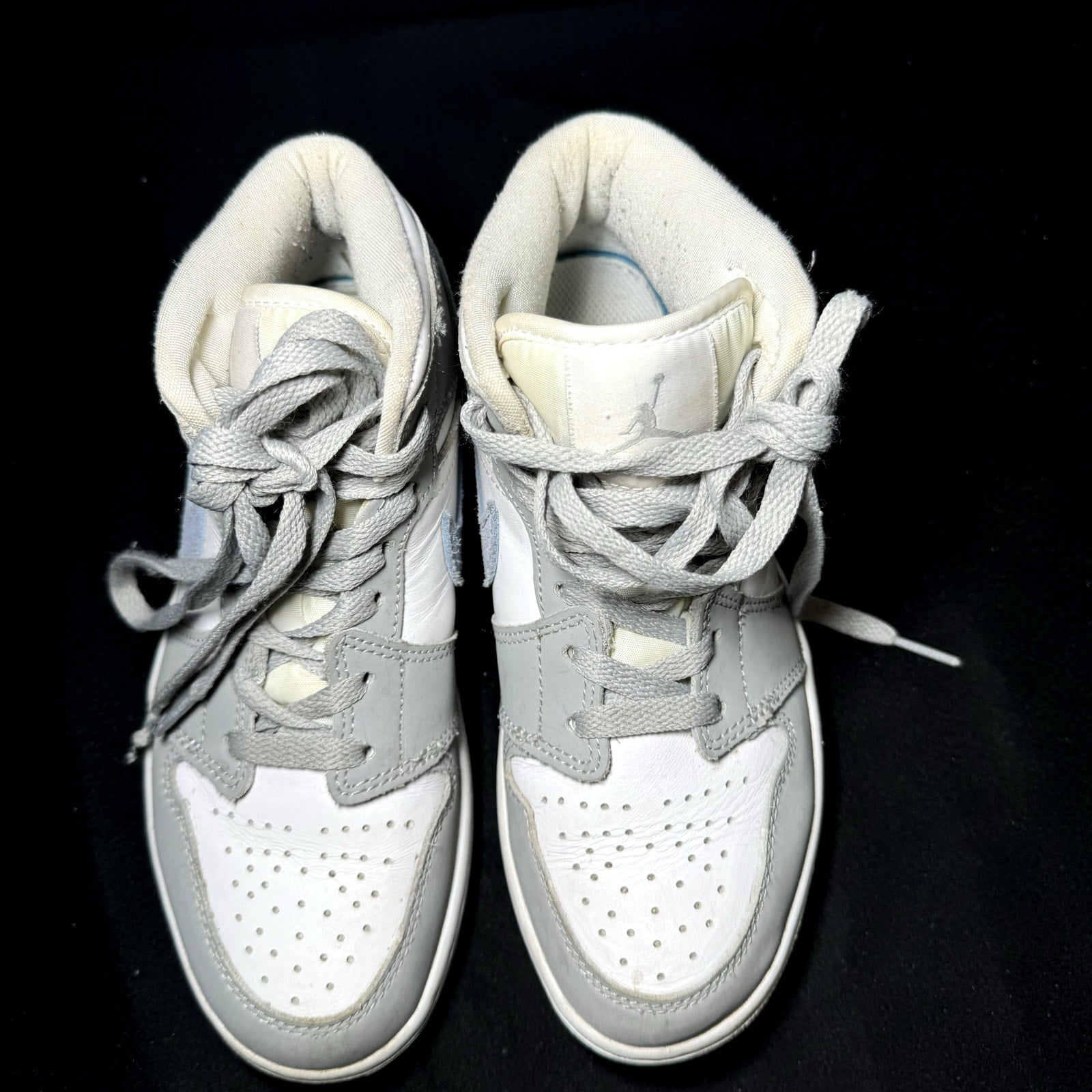 Air Jordan 1 Mid Wolf Grey Aluminum Women's Shoes -  - Size 5.5