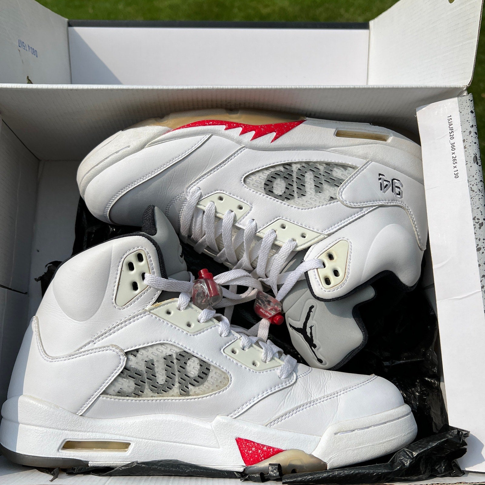 Supreme x Air Jordan 5 Retro White Men's Shoes - Size 10.5