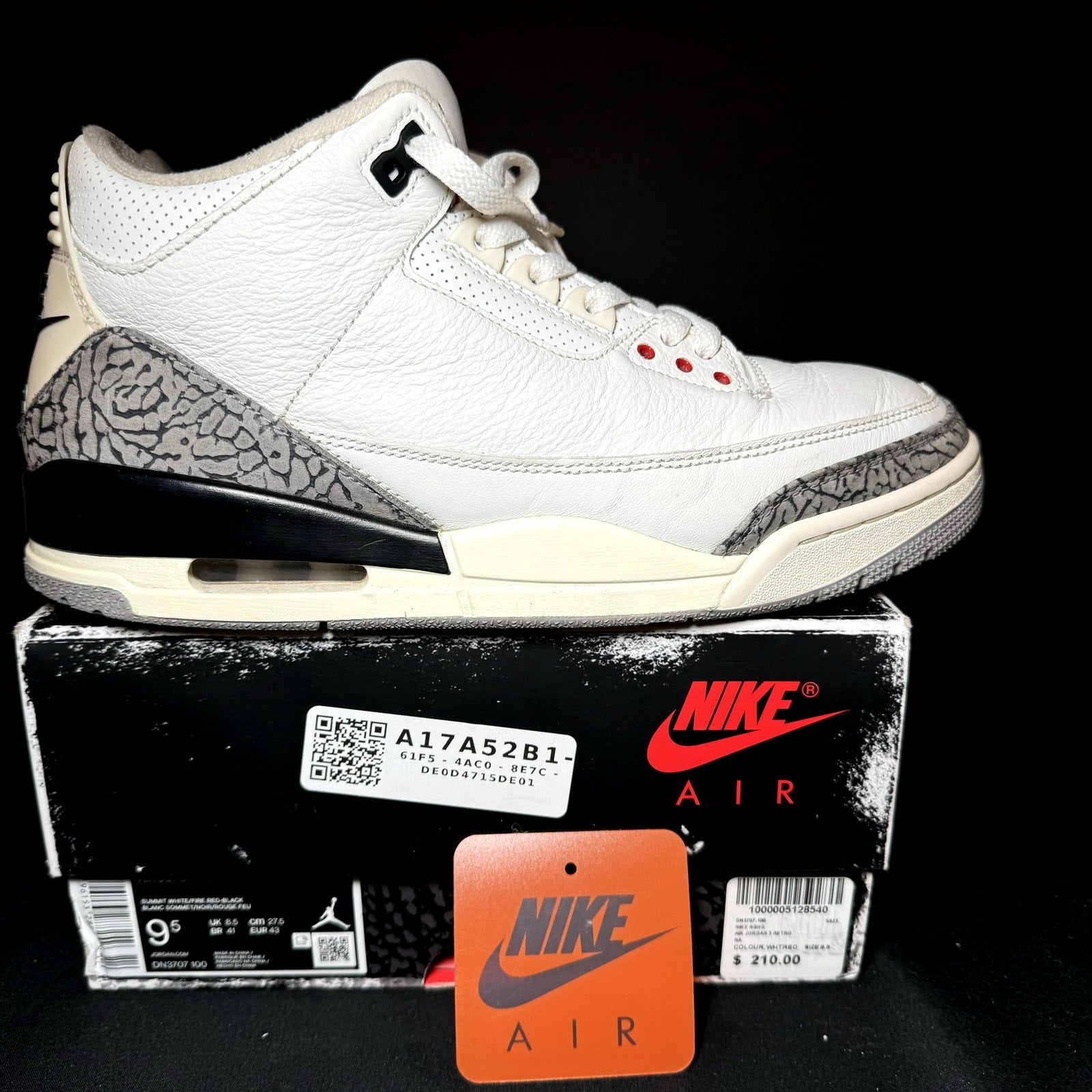 Air Jordan 3 Retro White Cement Reimagined Men's Shoes - Size 9.5