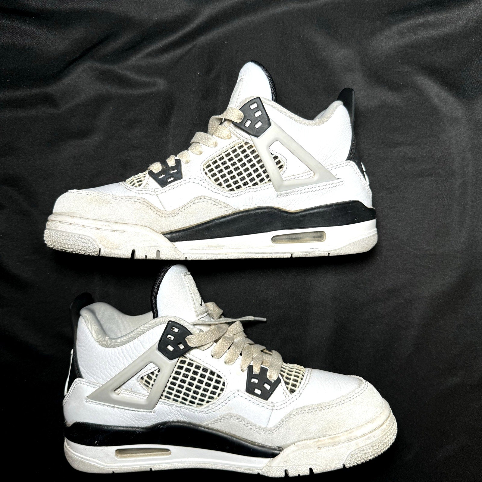 Air Jordan 4 Retro GS Military Black Kids Shoes - Size 4.5