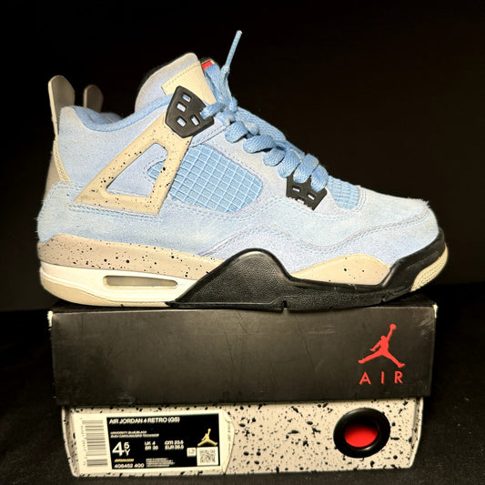 Air Jordan 4 Retro GS University Blue Kids Shoes - Size 4.5