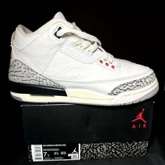 Air Jordan 3 Retro GS White Cement Reimagined Kids Shoes - Size 7