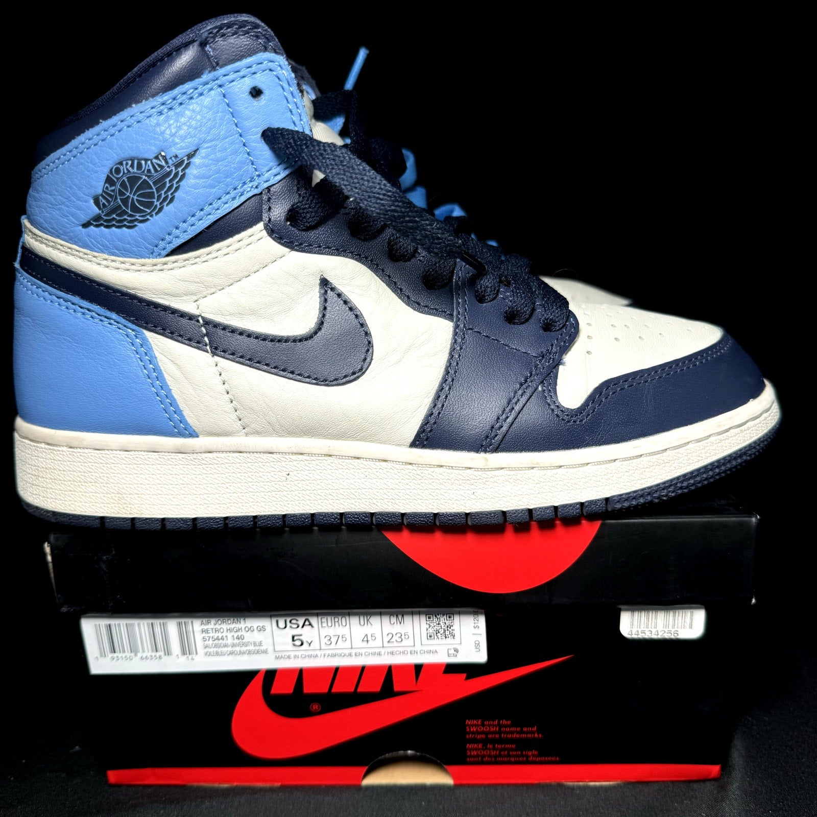 Air Jordan 1 Retro High OG GS Obsidian Kids Shoes - Size 5